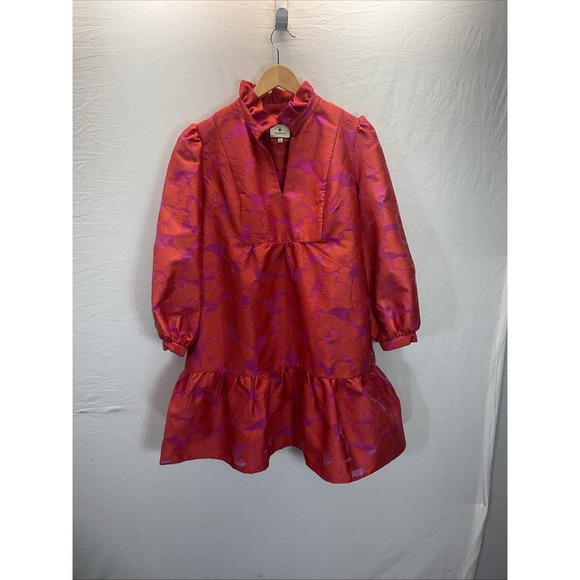 Tuckernuck Red Fil Coupe Palmerston Dress Sz L Spring Colorful Party Dressy - Picture 4 of 12